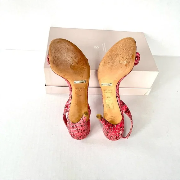 Dolce & Gabbana pink snakeskin sandals 37.5 - Picture 11 of 12